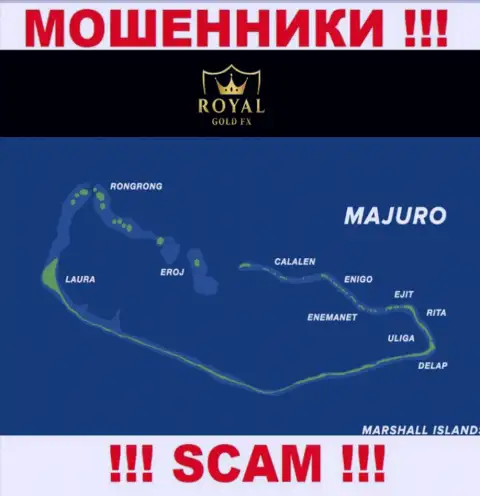 Лучше избегать взаимодействия с интернет-обманщиками Роял Голд Фх, Majuro, Marshall Islands - их оффшорное место регистрации