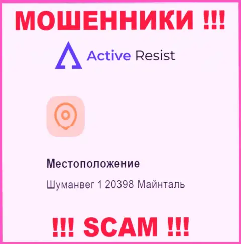Юридический адрес регистрации ActiveResist на официальном сайте ложный ! Будьте очень бдительны !!!