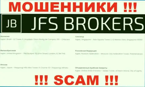 ДжейЭфЭс Брокерс на своем информационном портале засветили ложные сведения касательно адреса регистрации