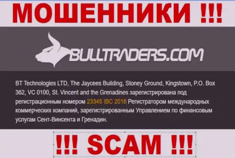 Bulltraders Com - МОШЕННИКИ, регистрационный номер (23345 IBC 2016) тому не мешает