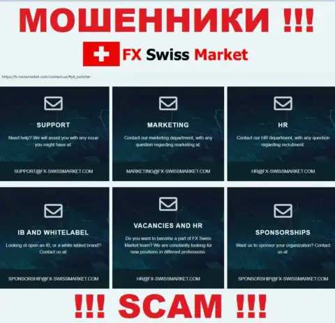 Е-мейл, который интернет мошенники FX SwissMarket опубликовали на своем официальном web-портале