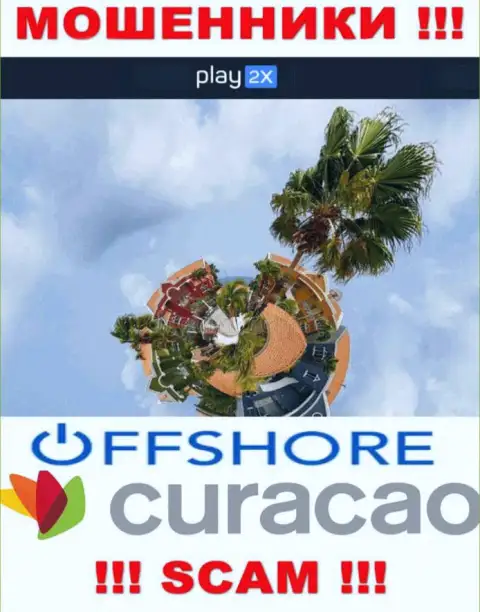 Curacao - офшорное место регистрации мошенников Плэй2 Икс, расположенное на их информационном портале