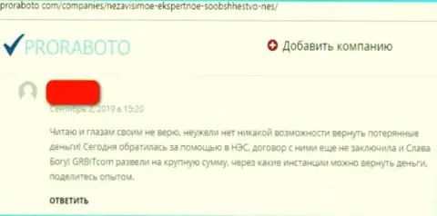 Воры НЭС врут доверчивым клиентам и прикарманивают их денежные активы (отзыв из первых рук)