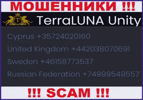 Вызов от internet-воров TerraLuna Unity можно ожидать с любого телефонного номера, их у них немало