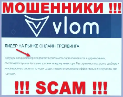 Мошенники Vlom представляются профессионалами в направлении Брокер