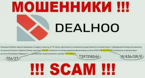 Мошенники Deal Hoo нагло обворовывают клиентов, хоть и показывают лицензию на веб-портале