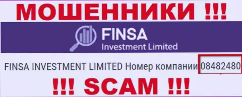 Как указано на сайте мошенников Finsa Investment Limited: 08482480 - это их рег. номер