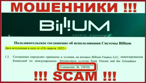 Вы не сумеете вернуть обратно вложения с компании Billium Com, предоставленная на сайте лицензия в этом не поможет