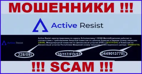 Связываться с организацией Active Resist НЕ НАДО, невзирая на предоставленную лицензию на их сайте