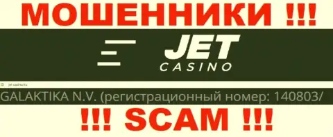Регистрационный номер организации, которая управляет Jet Casino - НЕТ