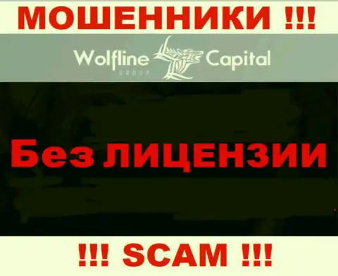 Нереально нарыть информацию об лицензии интернет мошенников Wolfline Capital - ее попросту не существует !!!