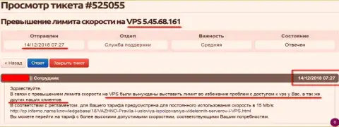 Хостинг-провайдер сообщил, что VPS веб-сервер, на котором получал услуги сайт Forex-Brokers.Pro ограничен в скорости